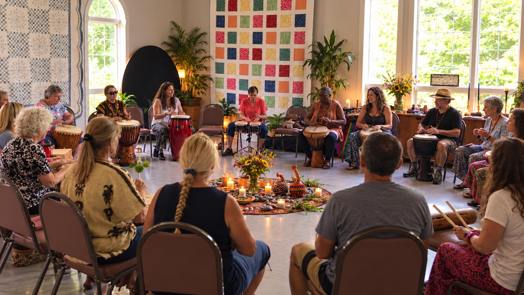 A community drumming circle